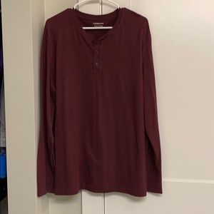 Men’s Long Sleeve Dark Red Henley